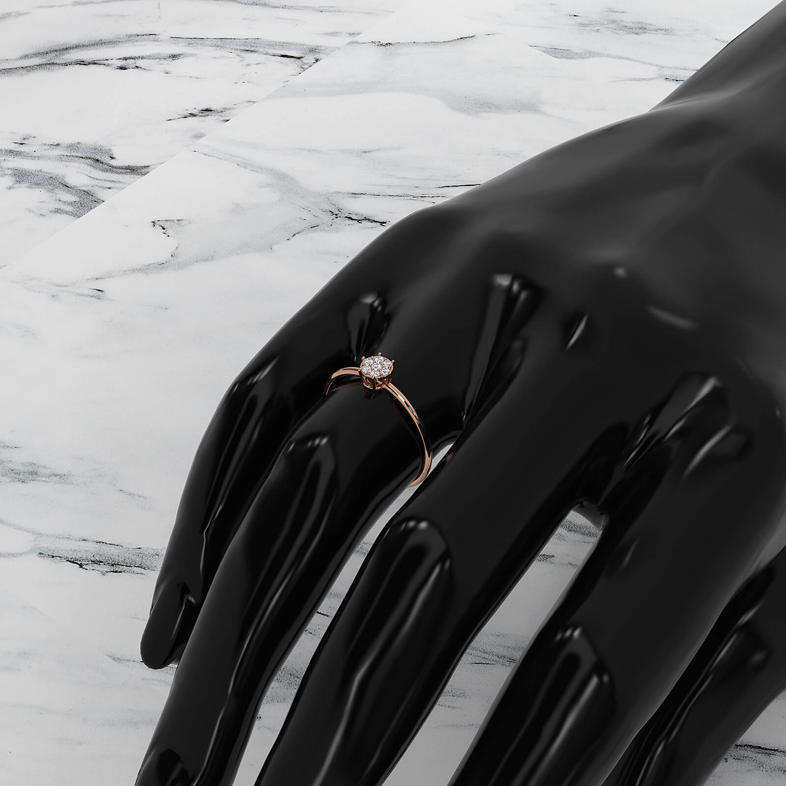 Minimalist Fashionable Petite Round Lab Diamond Prong Set Ring 0.09ctw.